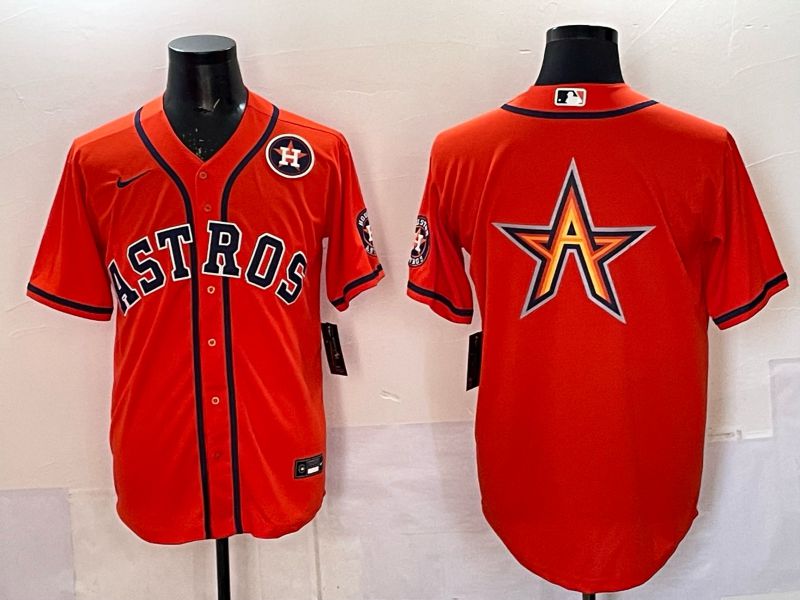 Men 2025 Houston Astros Blank Orange Nike MLB Jersey style 064
